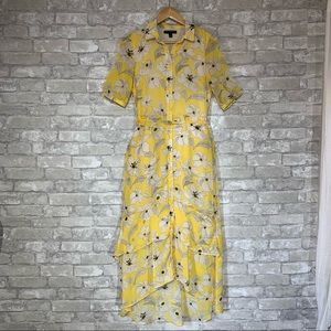Banana Republic Factory Yellow Floral Sun Dress. Maxi Dress. Short Sleeve. Sz 2